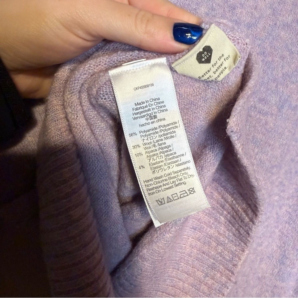MADEWELL Payton Pullover Sweater in Coziest Yarn Heather Lilac Size Large Wool - Picture 8 of 9